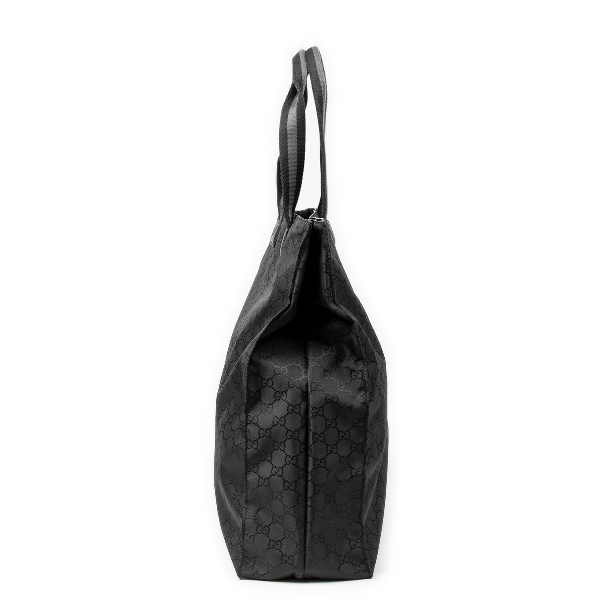 Shoulder Bag Web Vertical Tote Black Monogrammed Nylon Canvas