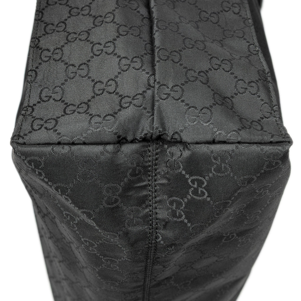 Shoulder Bag Web Vertical Tote Black Monogrammed Nylon Canvas