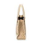 Shoulder Bag Square Studded Tote Beige Monogrammed Canvas