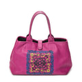Shoulder Bag Barocco Anagram Tote Fuchsia Pink Grained Calfskin Leather