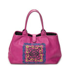 Shoulder Bag Barocco Anagram Tote Fuchsia Pink Grained Calfskin Leather