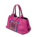 Shoulder Bag Barocco Anagram Tote Fuchsia Pink Grained Calfskin Leather