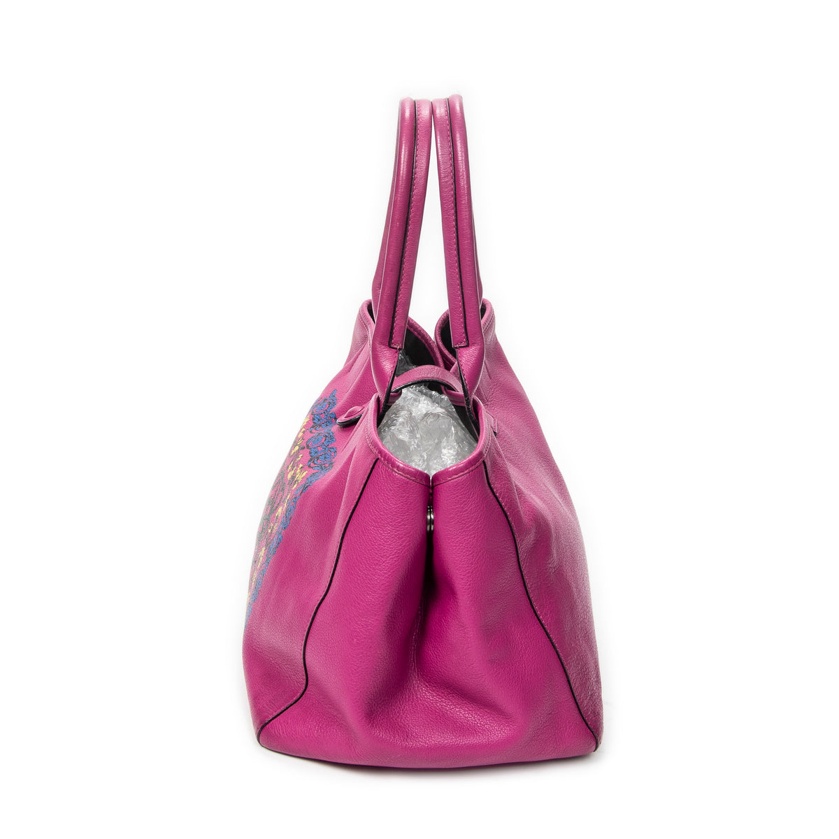 Shoulder Bag Barocco Anagram Tote Fuchsia Pink Grained Calfskin Leather