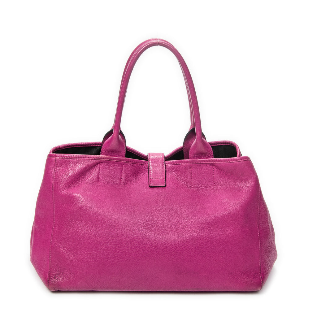 Shoulder Bag Barocco Anagram Tote Fuchsia Pink Grained Calfskin Leather