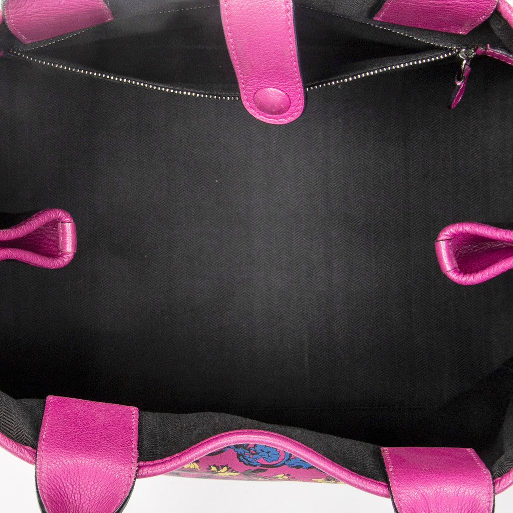 Shoulder Bag Barocco Anagram Tote Fuchsia Pink Grained Calfskin Leather