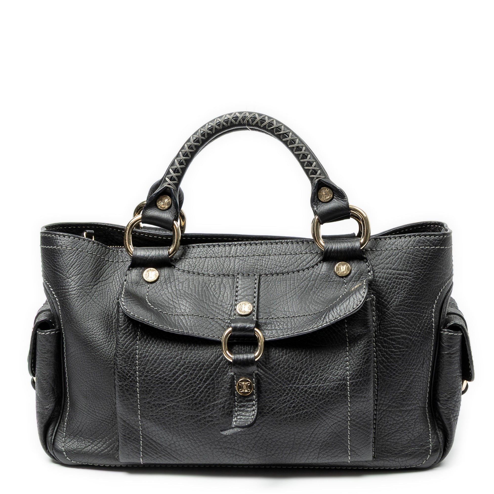 Handbag Boogie Bag Black Grained Calfskin Leather