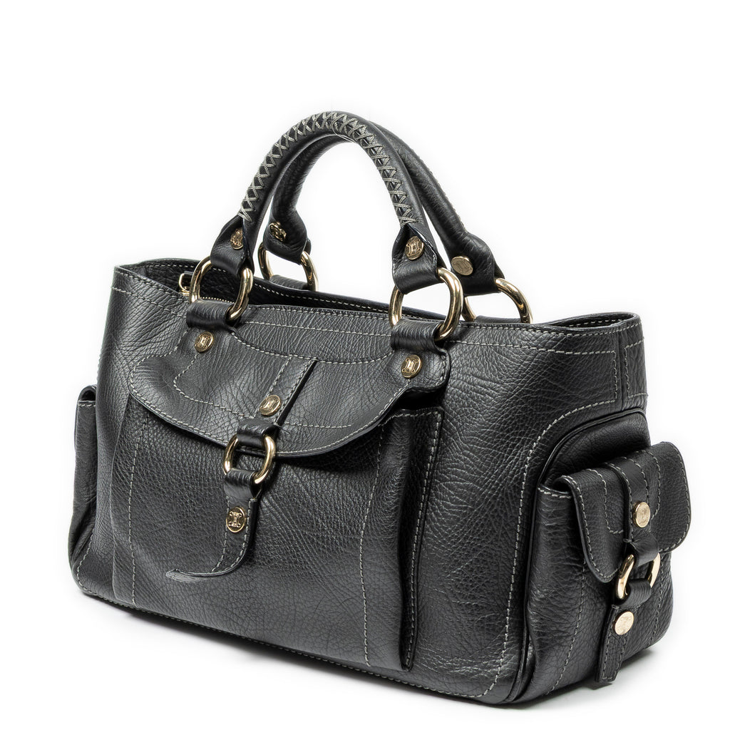 Handbag Boogie Bag Black Grained Calfskin Leather