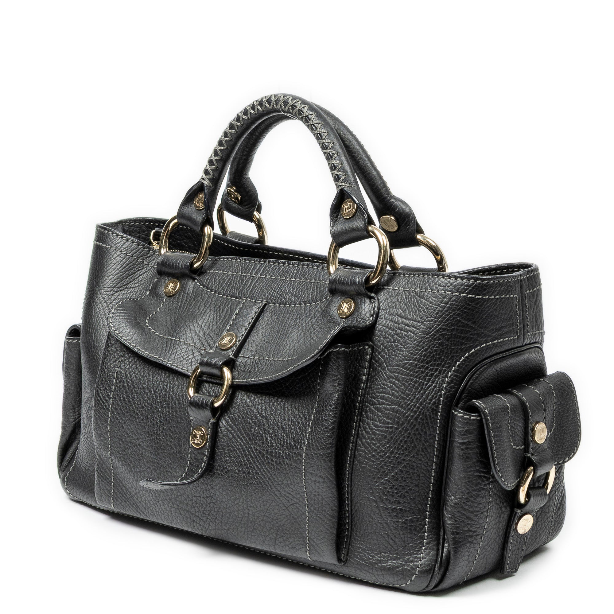 Handbag Boogie Bag Black Grained Calfskin Leather