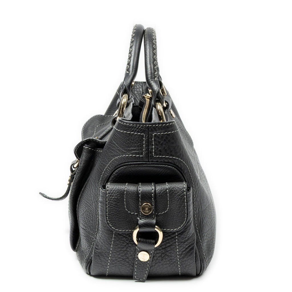 Handbag Boogie Bag Black Grained Calfskin Leather