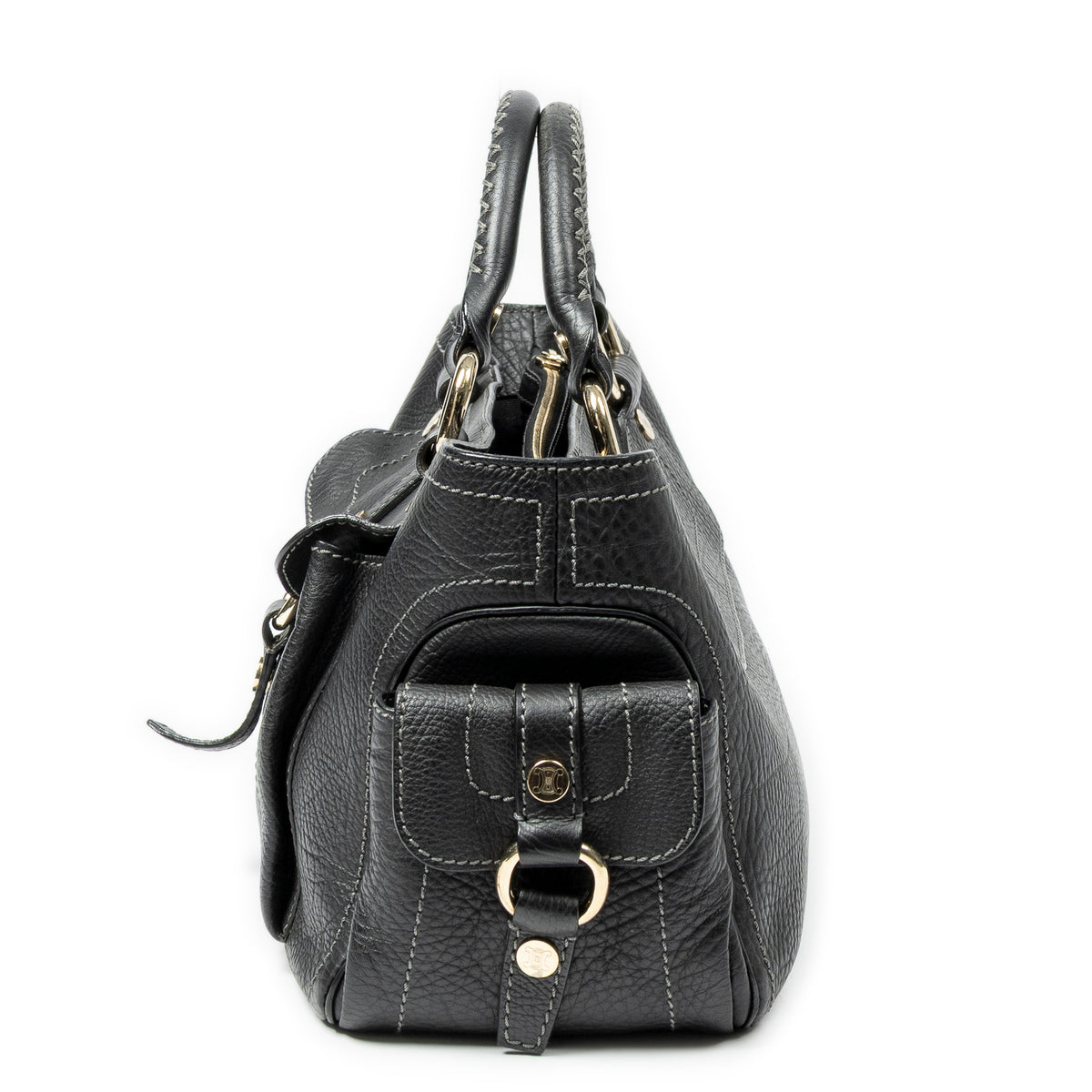 Handbag Boogie Bag Black Grained Calfskin Leather