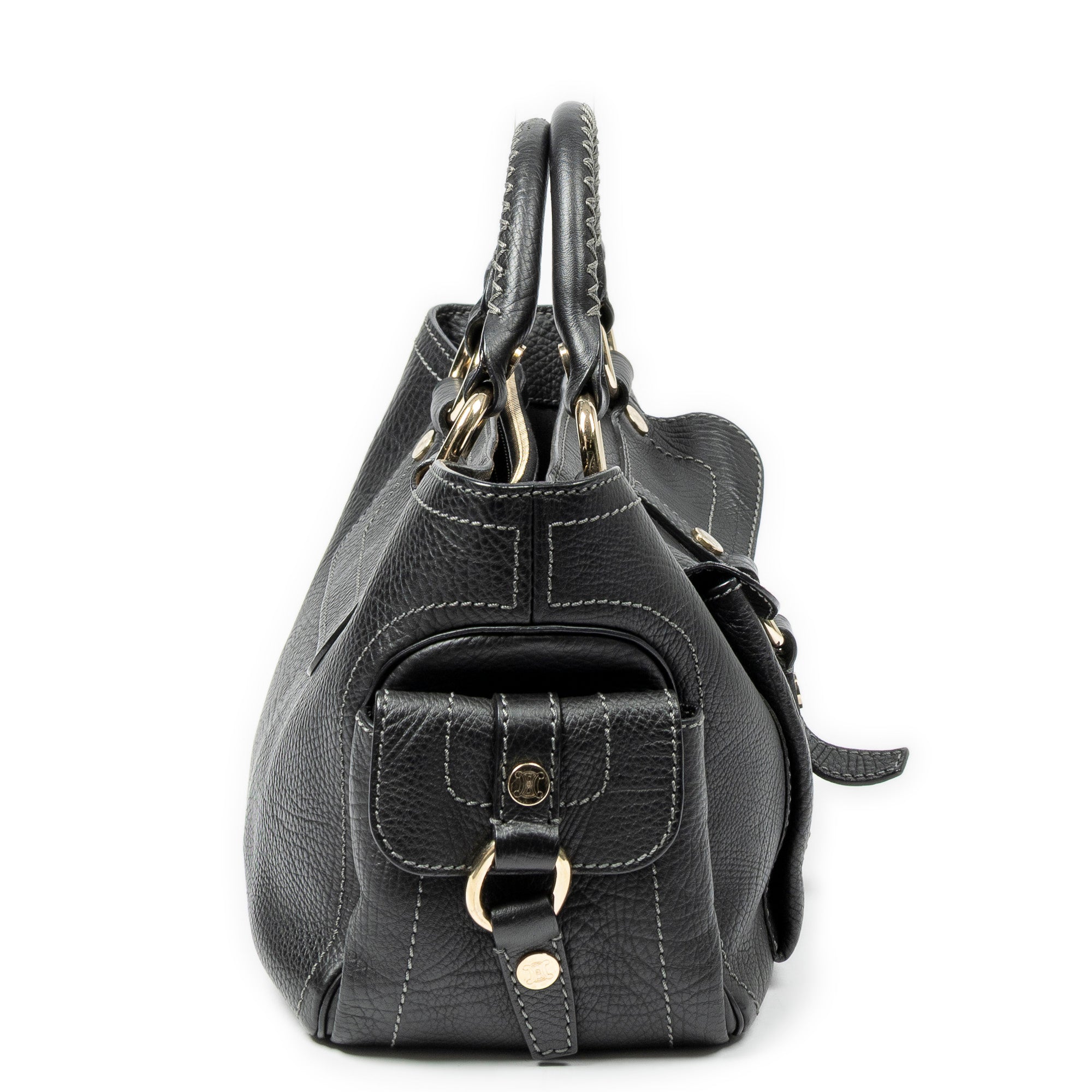 Handbag Boogie Bag Black Grained Calfskin Leather