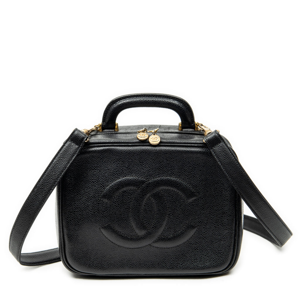 Shoulder Bag CC Vanity Top Handle Black Caviar Leather