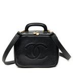 Shoulder Bag CC Vanity Top Handle Black Caviar Leather