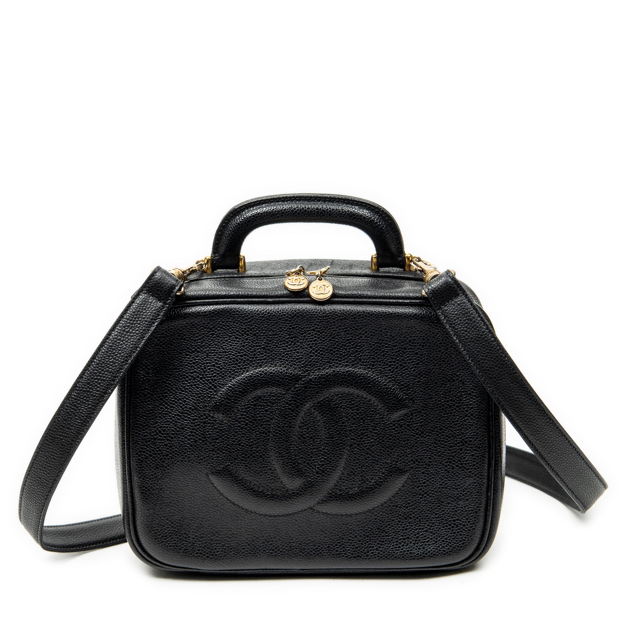 Shoulder Bag CC Vanity Top Handle Black Caviar Leather