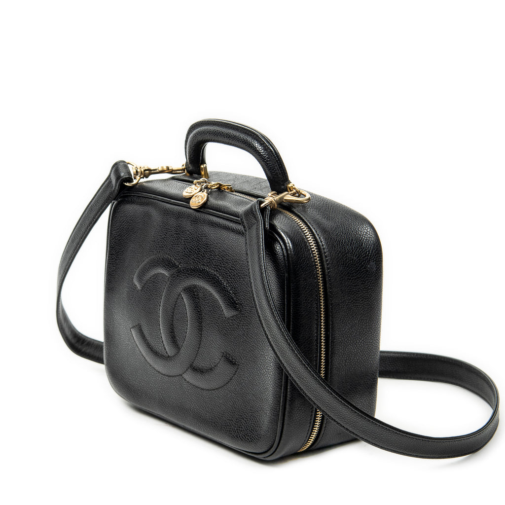 Shoulder Bag CC Vanity Top Handle Black Caviar Leather
