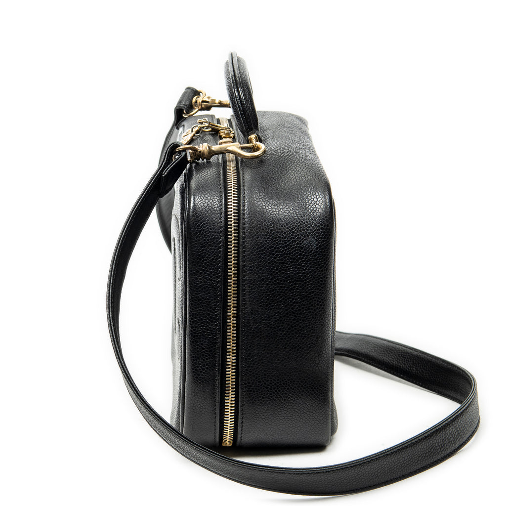 Shoulder Bag CC Vanity Top Handle Black Caviar Leather