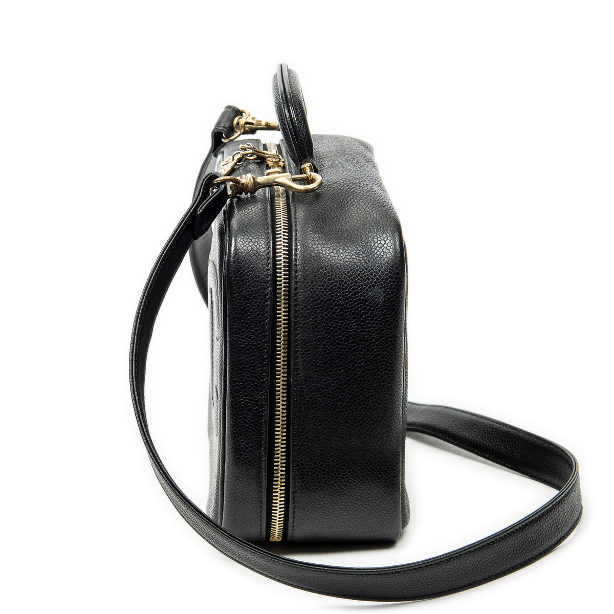 Shoulder Bag CC Vanity Top Handle Black Caviar Leather