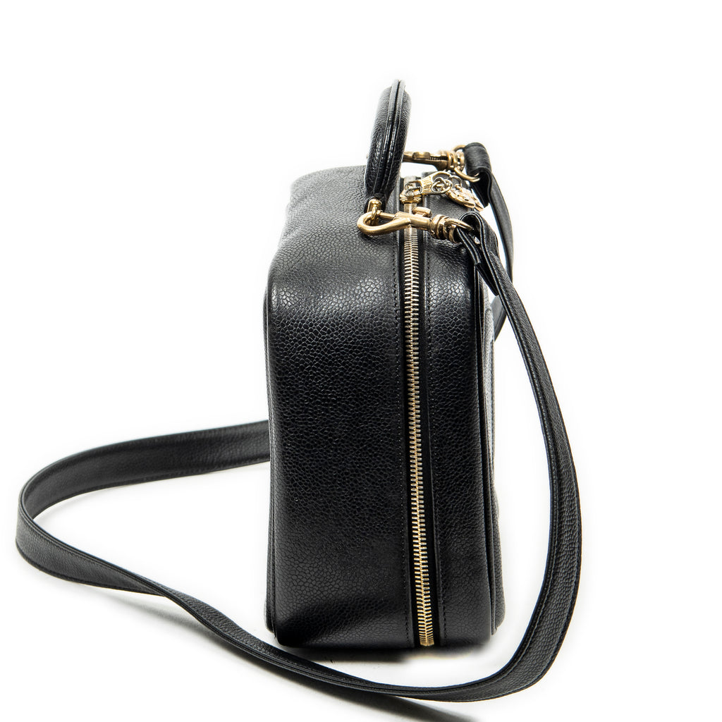 Shoulder Bag CC Vanity Top Handle Black Caviar Leather