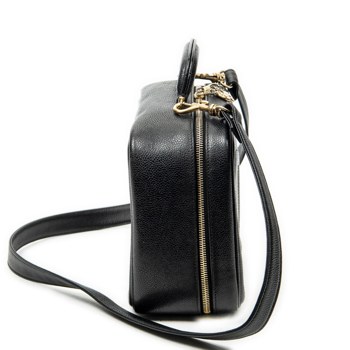 Shoulder Bag CC Vanity Top Handle Black Caviar Leather