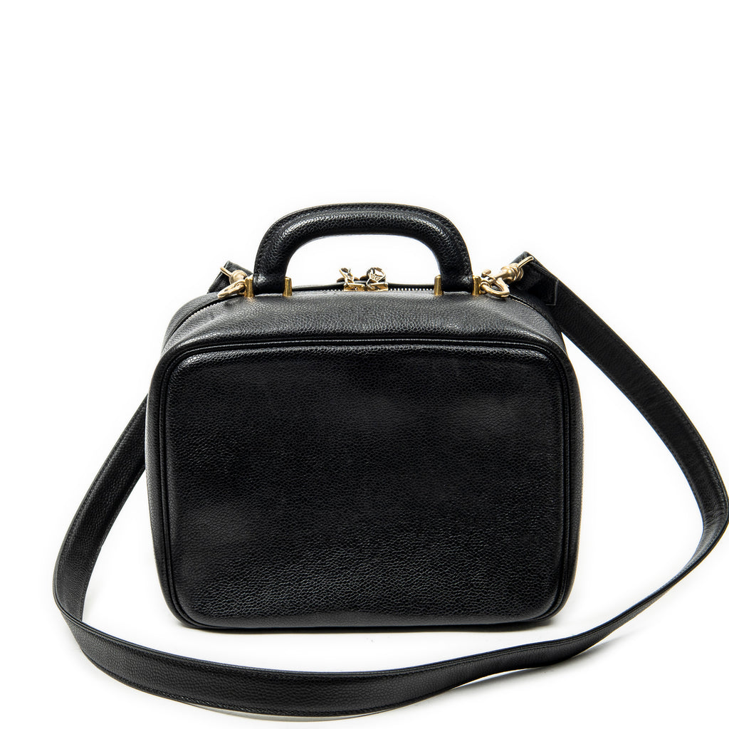 Shoulder Bag CC Vanity Top Handle Black Caviar Leather