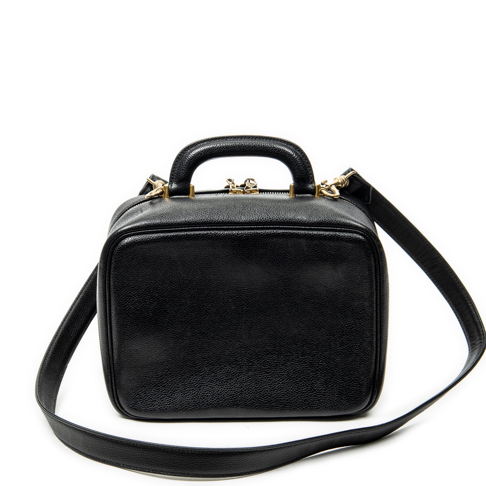 Shoulder Bag CC Vanity Top Handle Black Caviar Leather