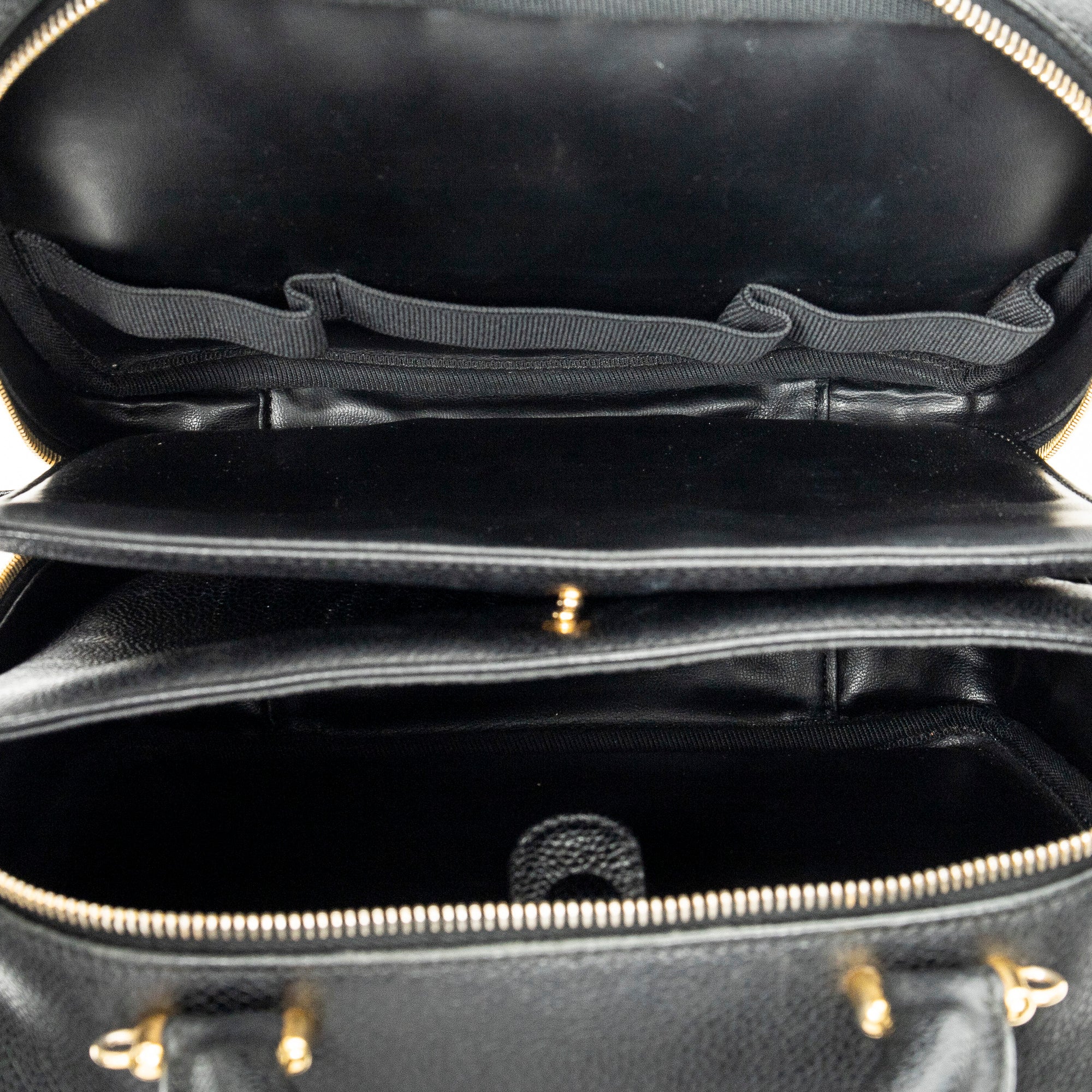 Shoulder Bag CC Vanity Top Handle Black Caviar Leather