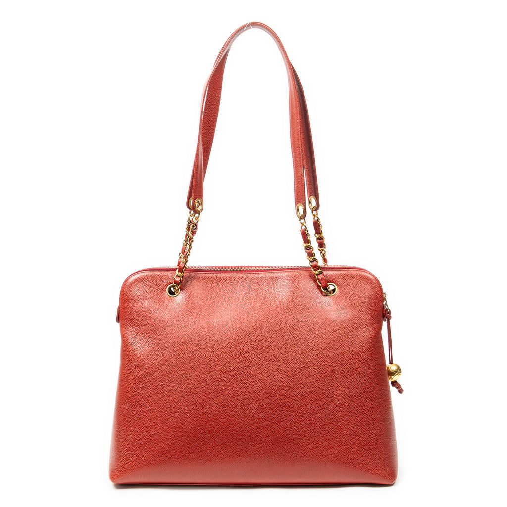 Shoulder Bag Large CC Dome Tote Red Caviar Leather