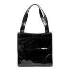 Shoulder Bag CC Perforated Camellia Tote Black Patent Leather
