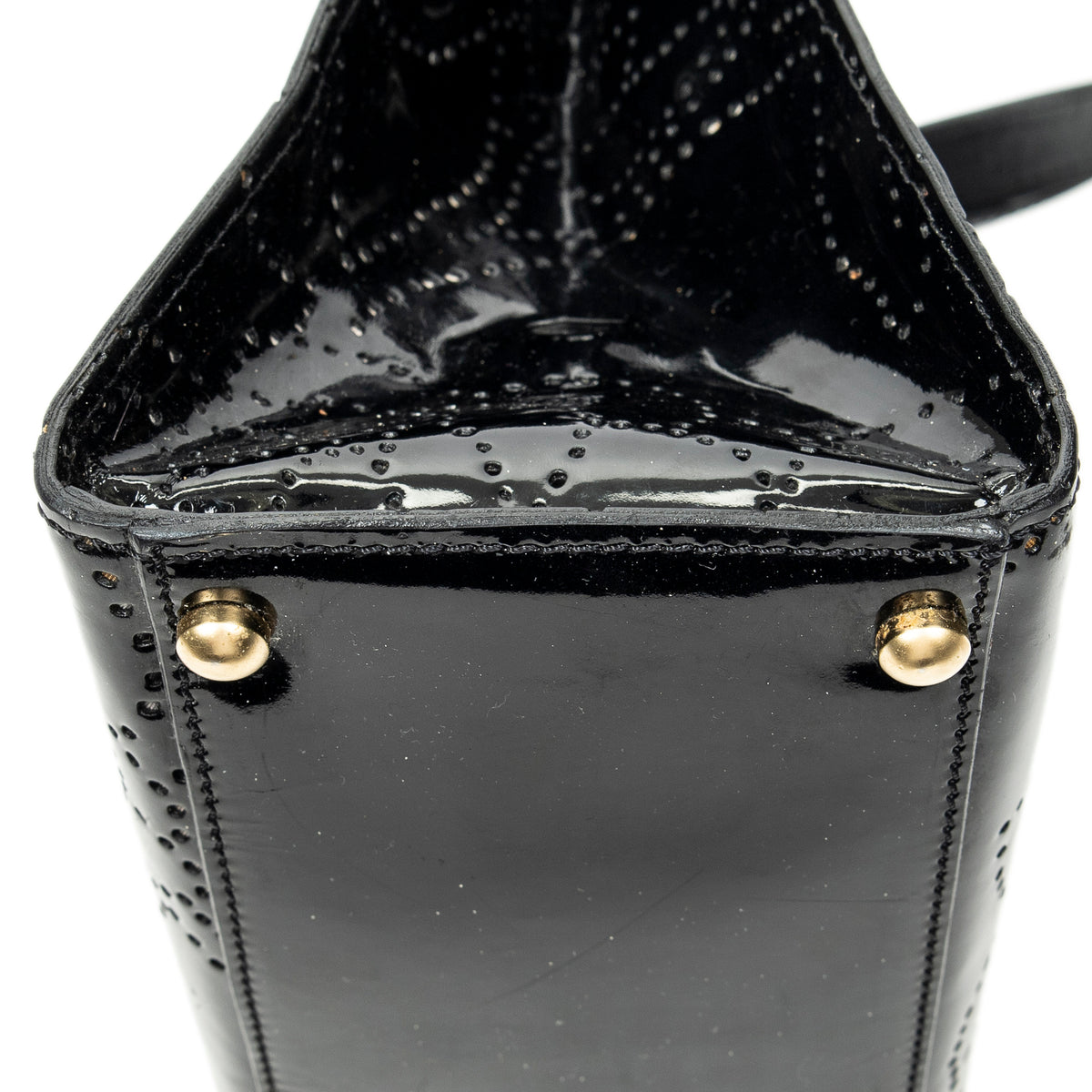 Shoulder Bag CC Perforated Camellia Tote Black Patent Leather