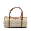 Handbag Vintage Barell Boston Brown Honeycomb Coated Canvas