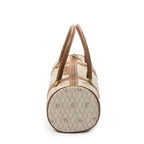 Handbag Vintage Barell Boston Brown Honeycomb Coated Canvas