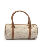 Handbag Vintage Barell Boston Brown Honeycomb Coated Canvas