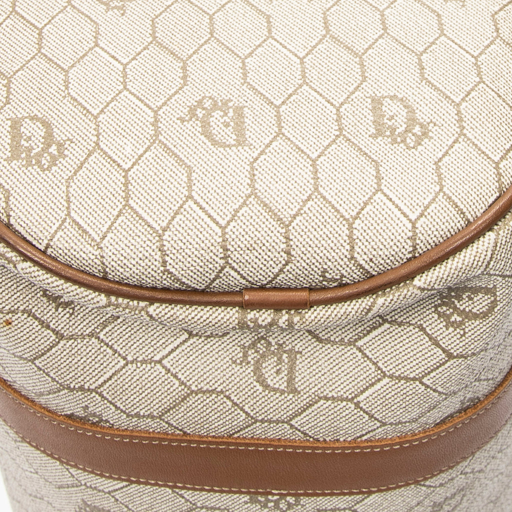 Handbag Vintage Barell Boston Brown Honeycomb Coated Canvas