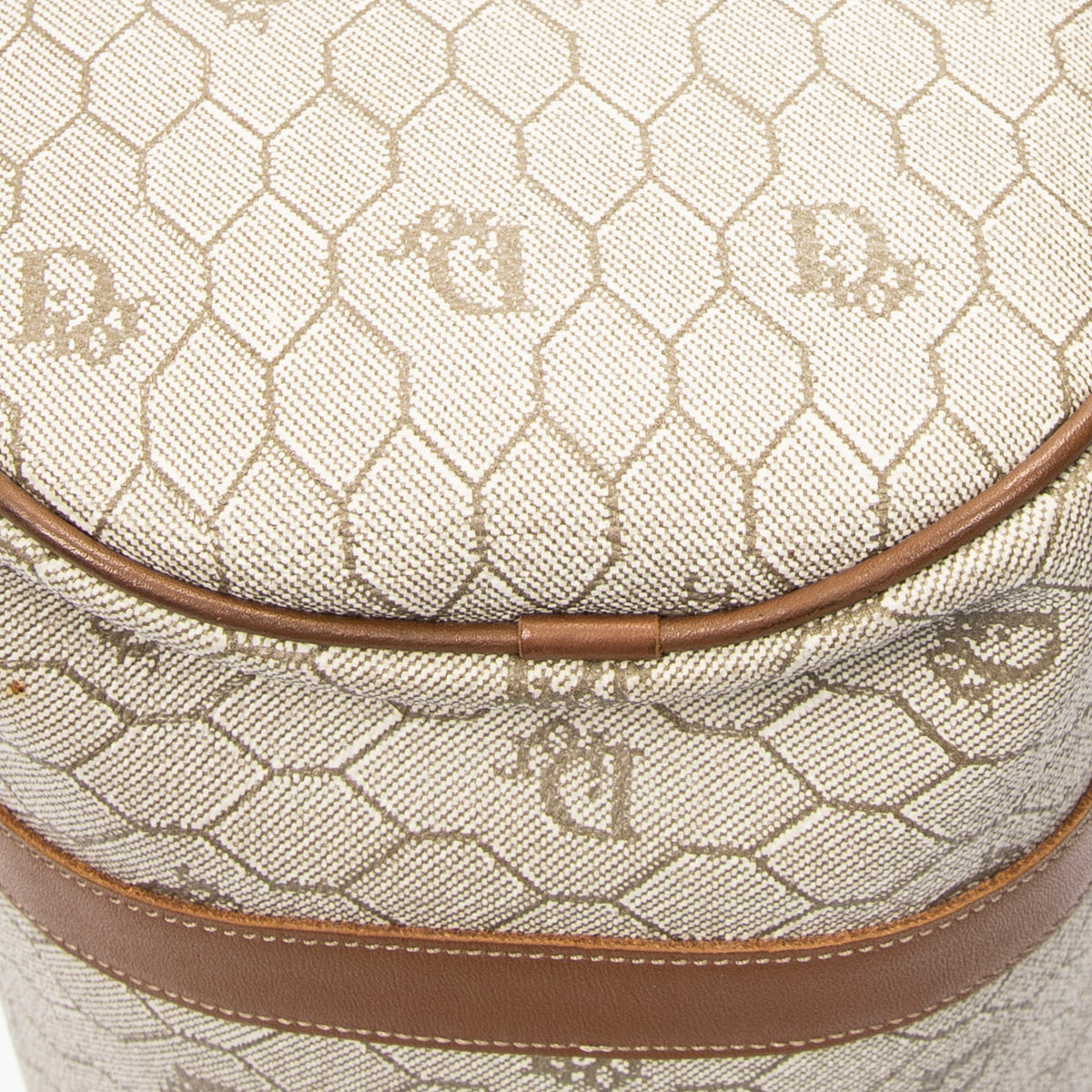 Handbag Vintage Barell Boston Brown Honeycomb Coated Canvas