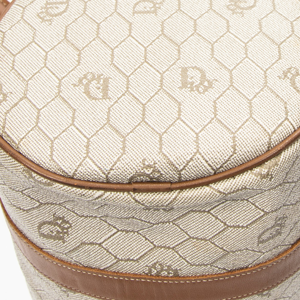 Handbag Vintage Barell Boston Brown Honeycomb Coated Canvas