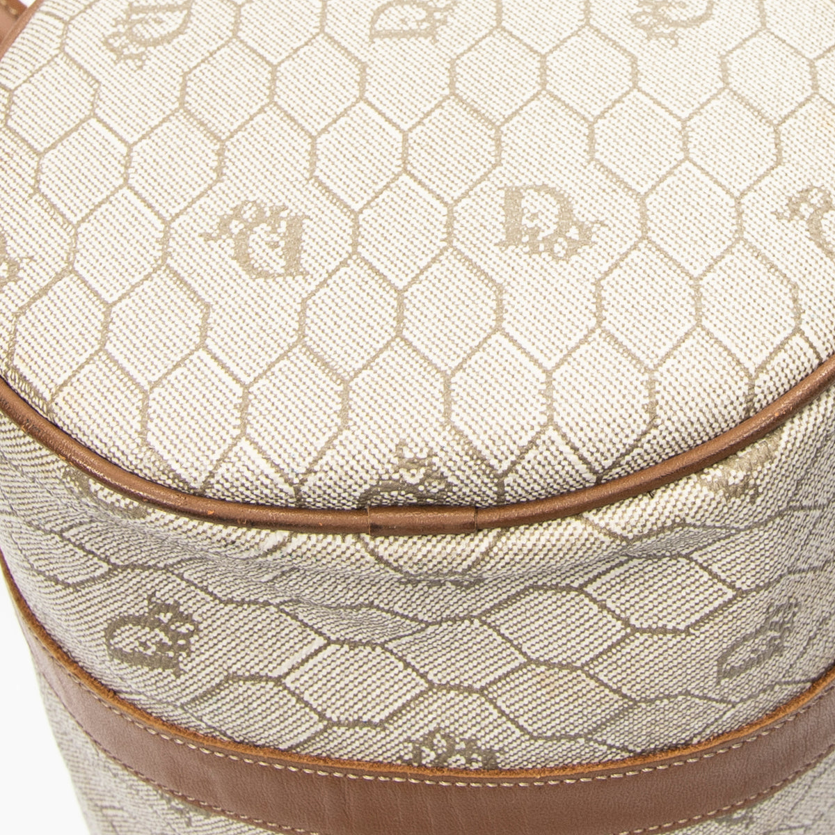 Handbag Vintage Barell Boston Brown Honeycomb Coated Canvas