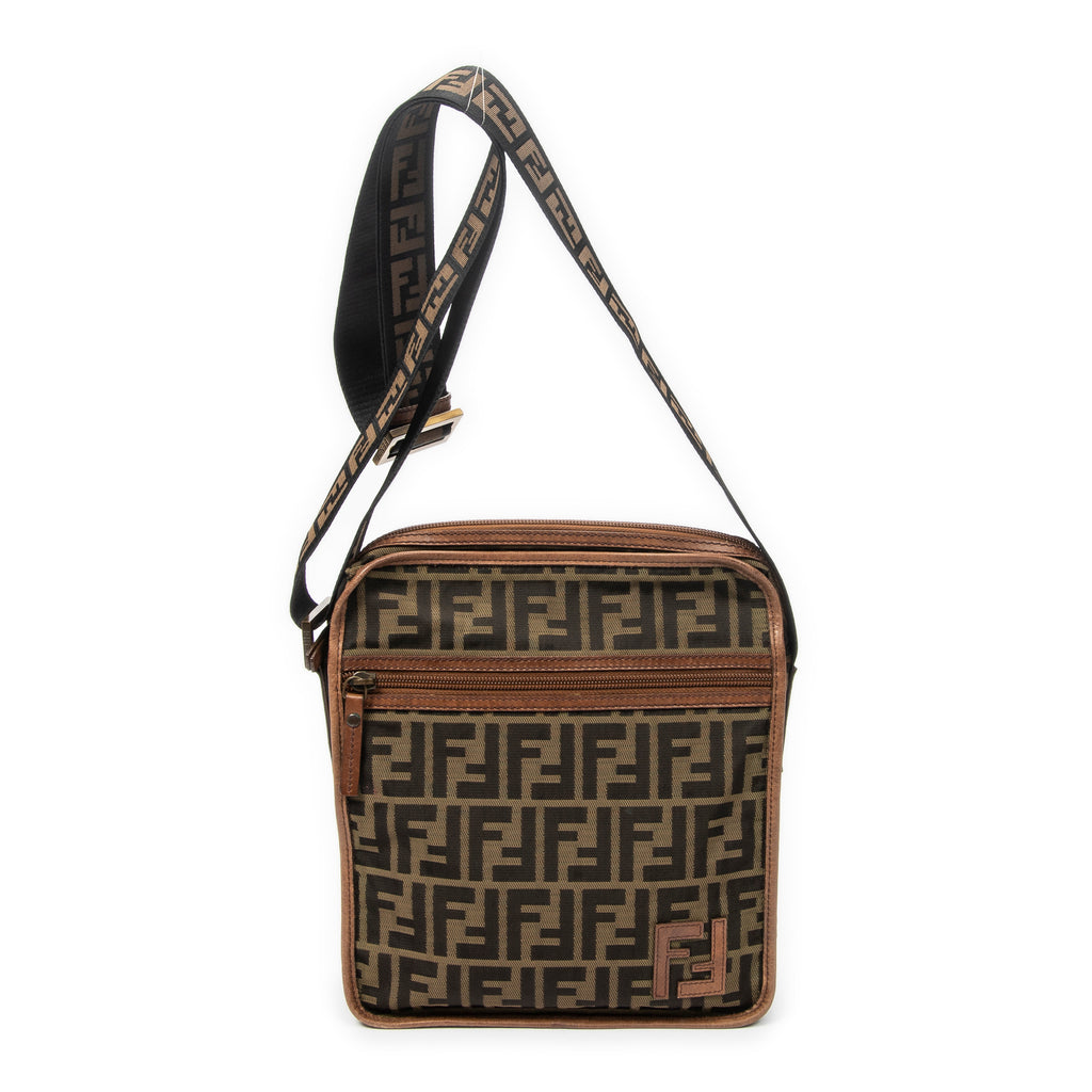 Shoulder Bag Square Crossbody Brown Zucca Canvas