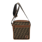 Shoulder Bag Square Crossbody Brown Zucca Canvas