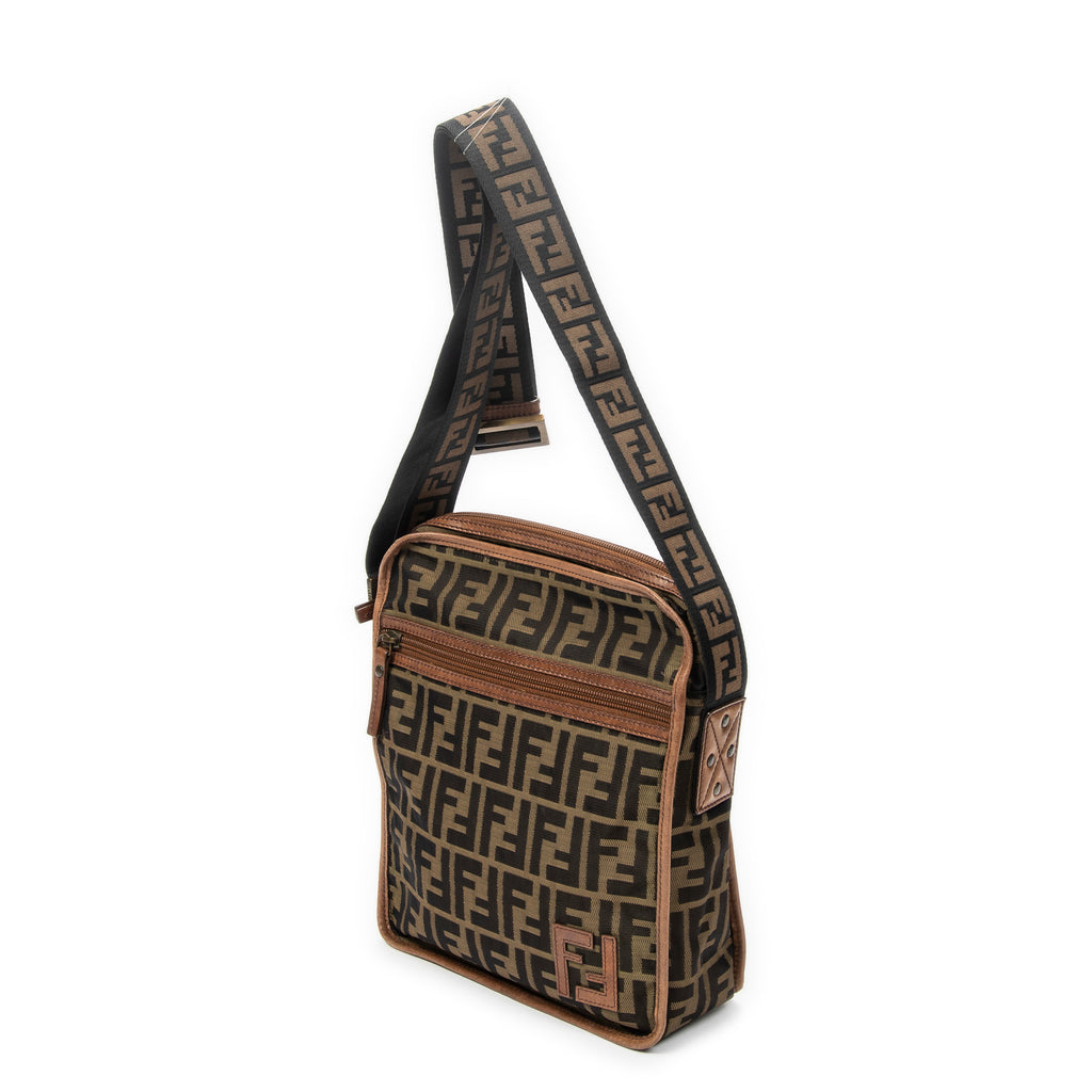 Shoulder Bag Square Crossbody Brown Zucca Canvas