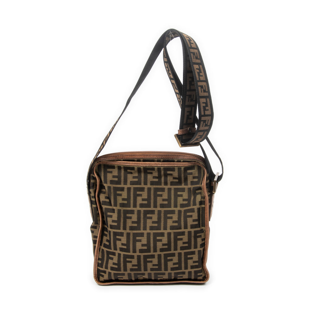 Shoulder Bag Square Crossbody Brown Zucca Canvas