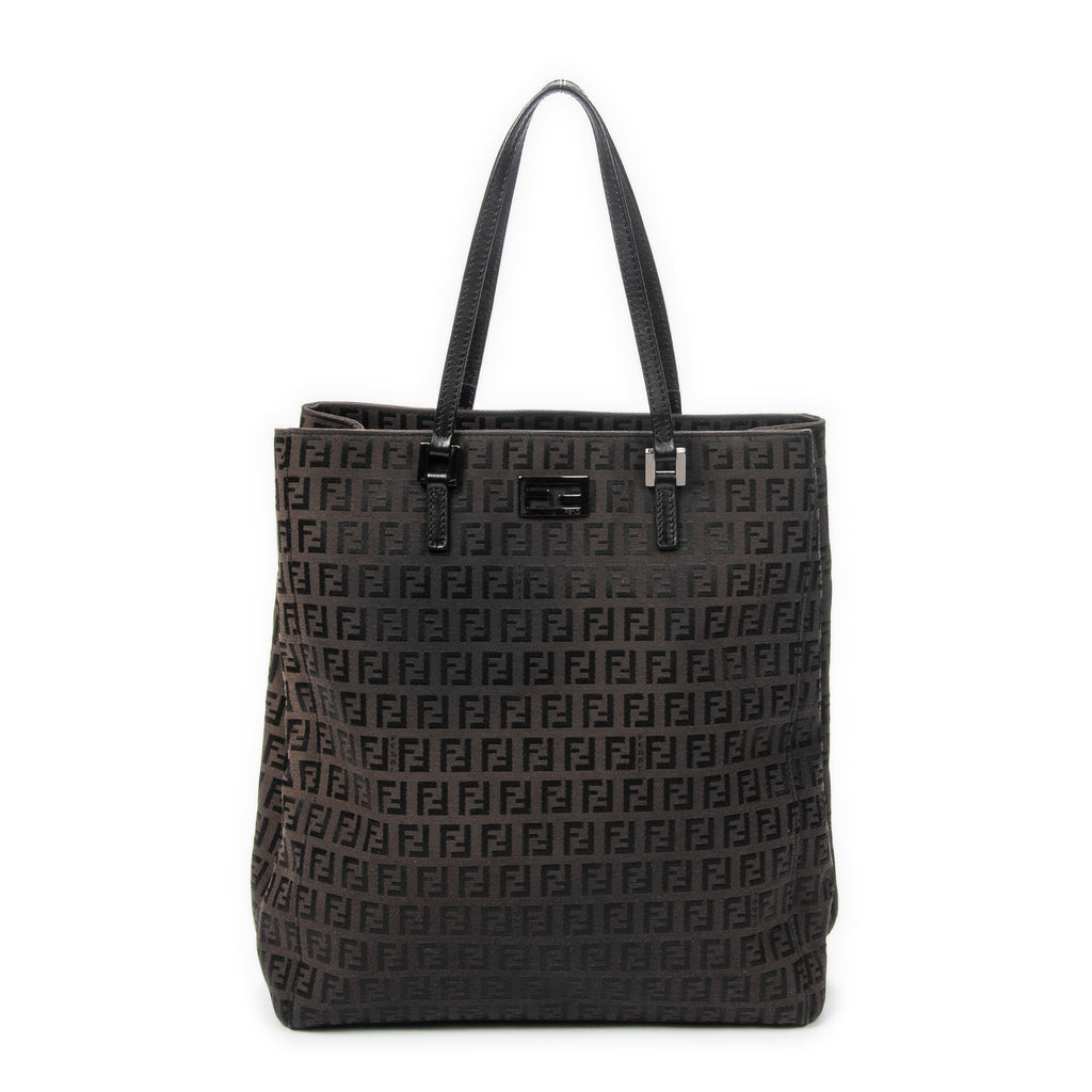 Handbag Vertical FF Slim Handle Tote Black Zucchino Canvas