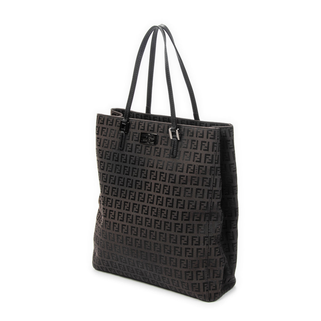 Handbag Vertical FF Slim Handle Tote Black Zucchino Canvas
