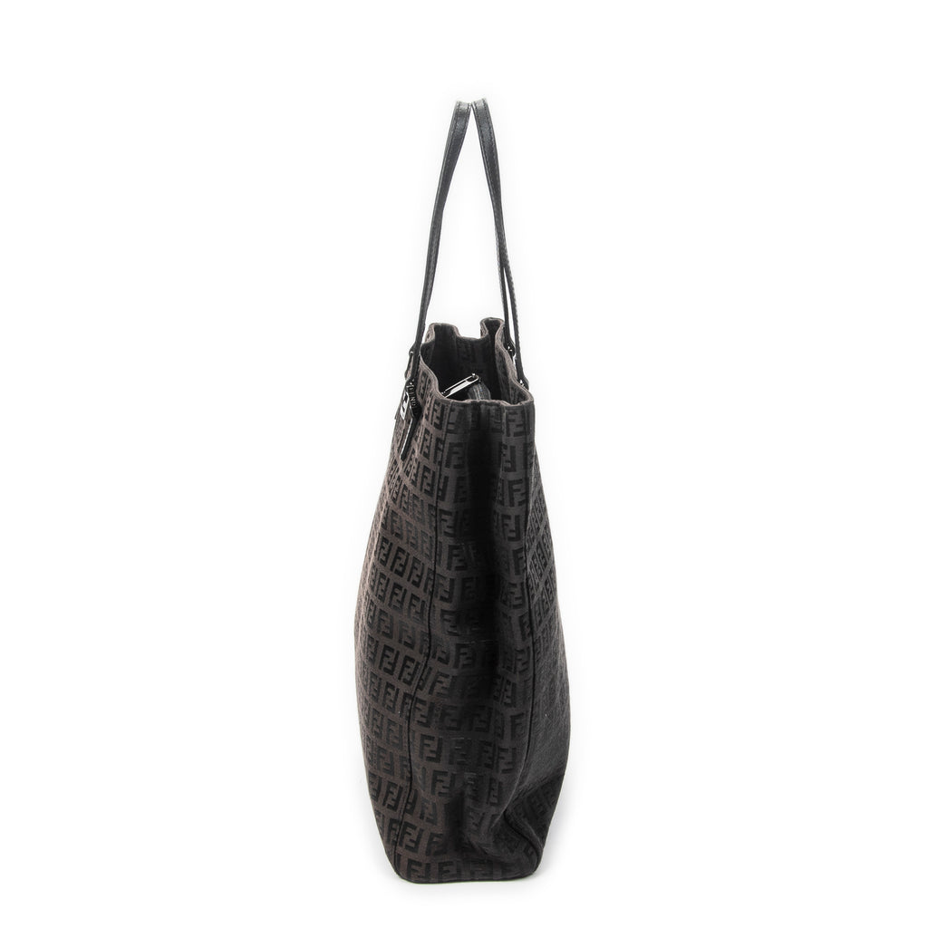 Handbag Vertical FF Slim Handle Tote Black Zucchino Canvas