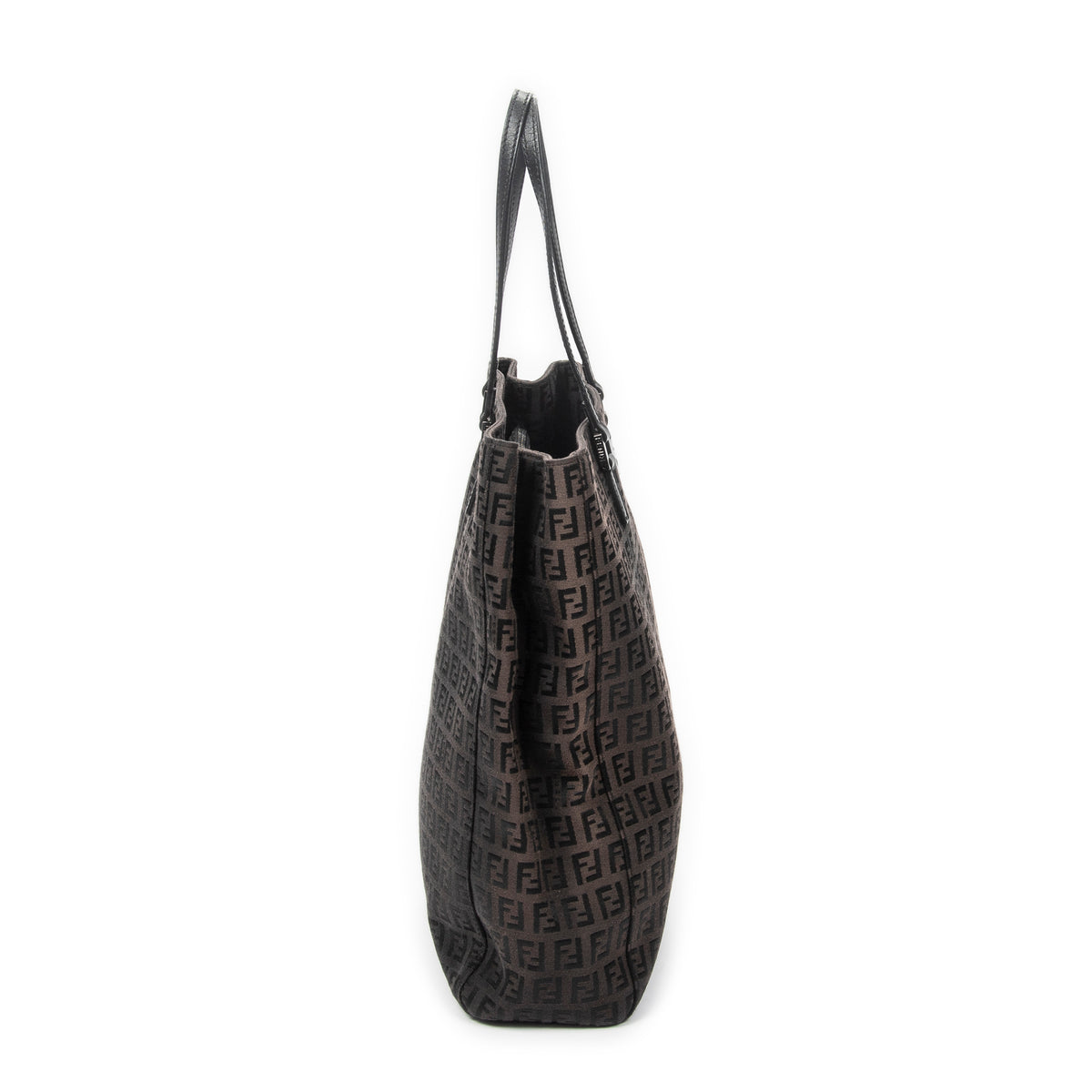Handbag Vertical FF Slim Handle Tote Black Zucchino Canvas