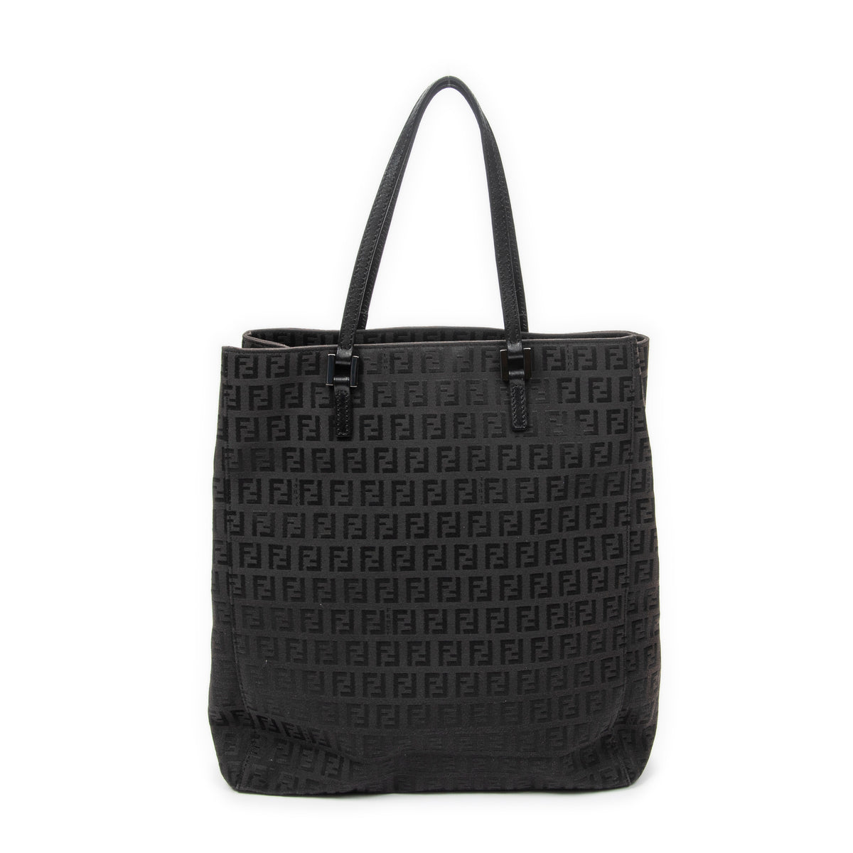 Handbag Vertical FF Slim Handle Tote Black Zucchino Canvas