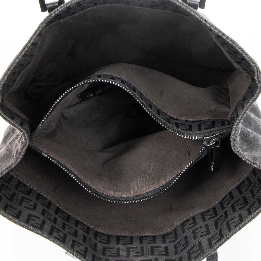 Handbag Vertical FF Slim Handle Tote Black Zucchino Canvas