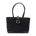 Shoulder Bag G Buckle Logo Open Tote Black Canvas