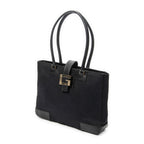 Shoulder Bag G Buckle Logo Open Tote Black Canvas