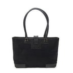 Shoulder Bag G Buckle Logo Open Tote Black Canvas