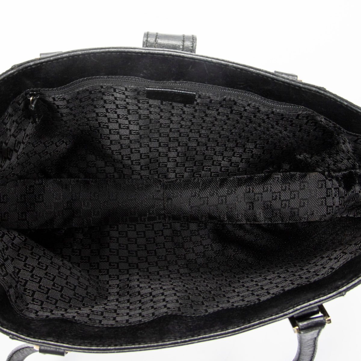 Shoulder Bag G Buckle Logo Open Tote Black Canvas